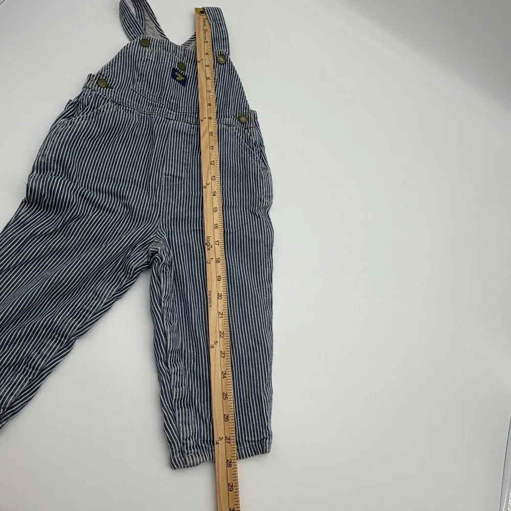 OshKosh Bgosh Kids 24 Months Hickory Stripe Jersey Lined Denim Overalls Blue